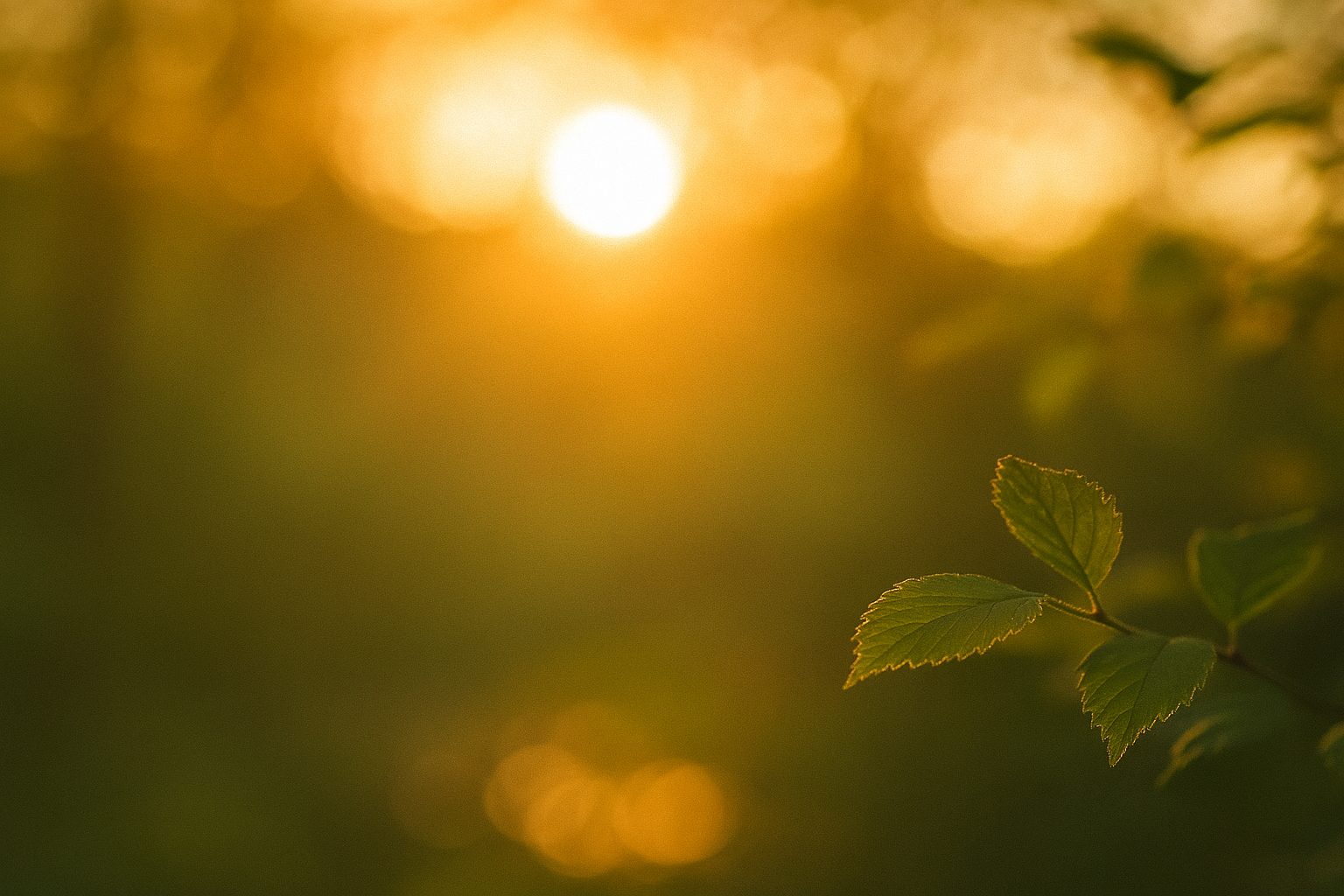 Warmes Naturlicht mit Blättern