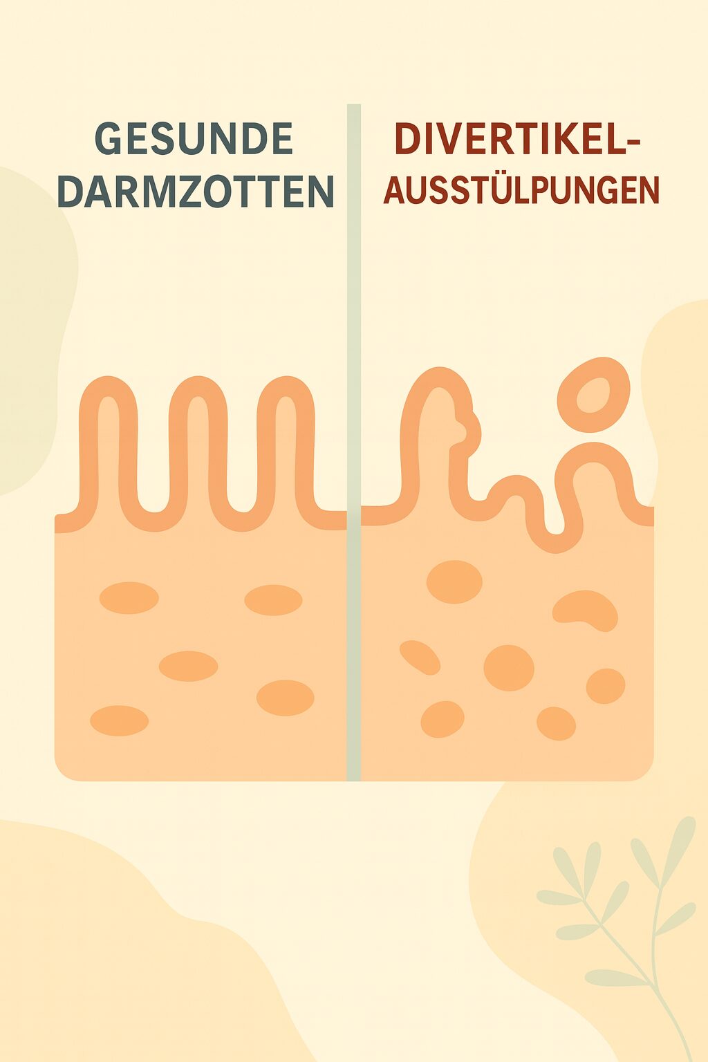 Infografik: Gesunde Darmzotten vs. Divertikel-Ausstülpungen