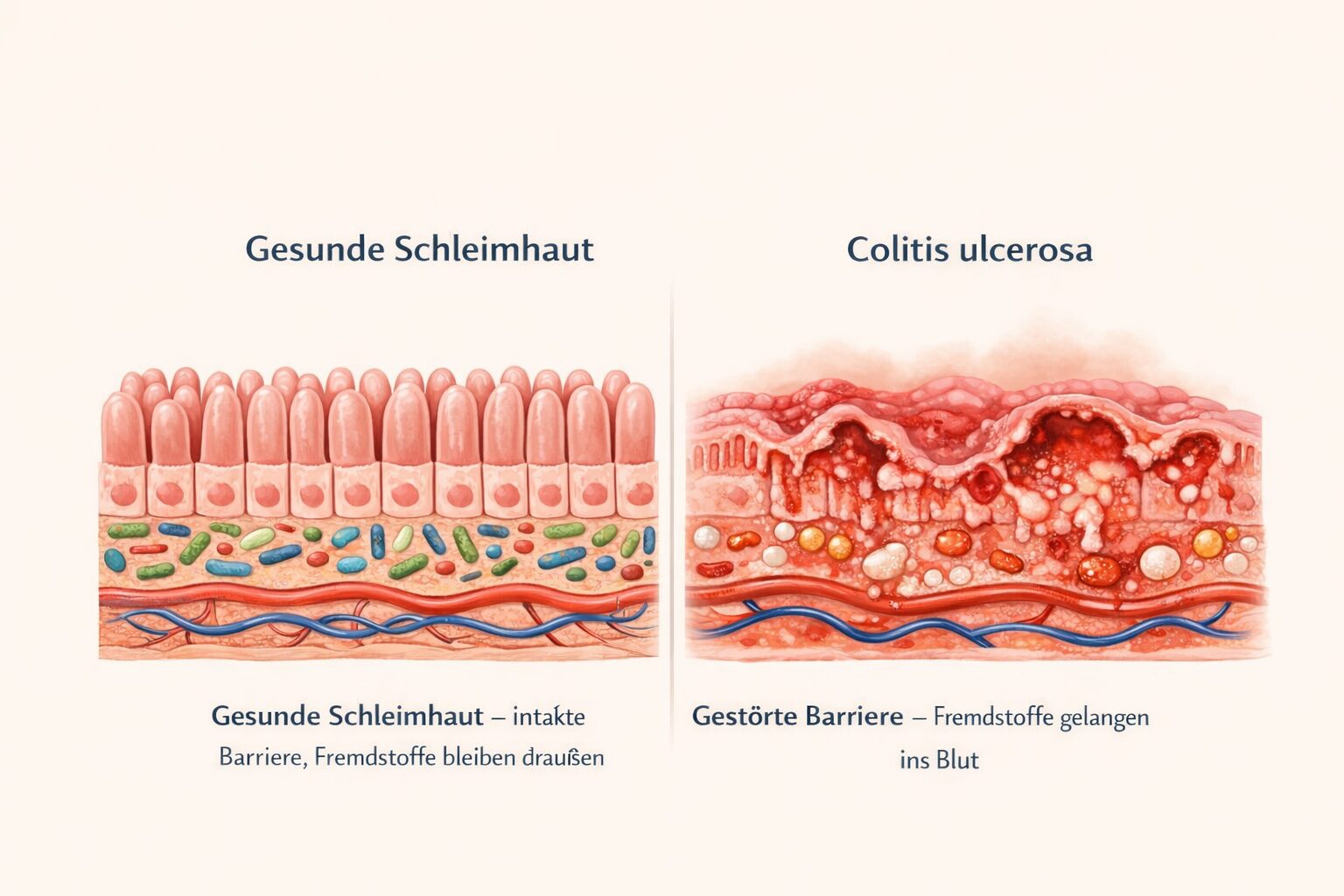 Entzündete Schleimhaut bei Colitis ulcerosa
